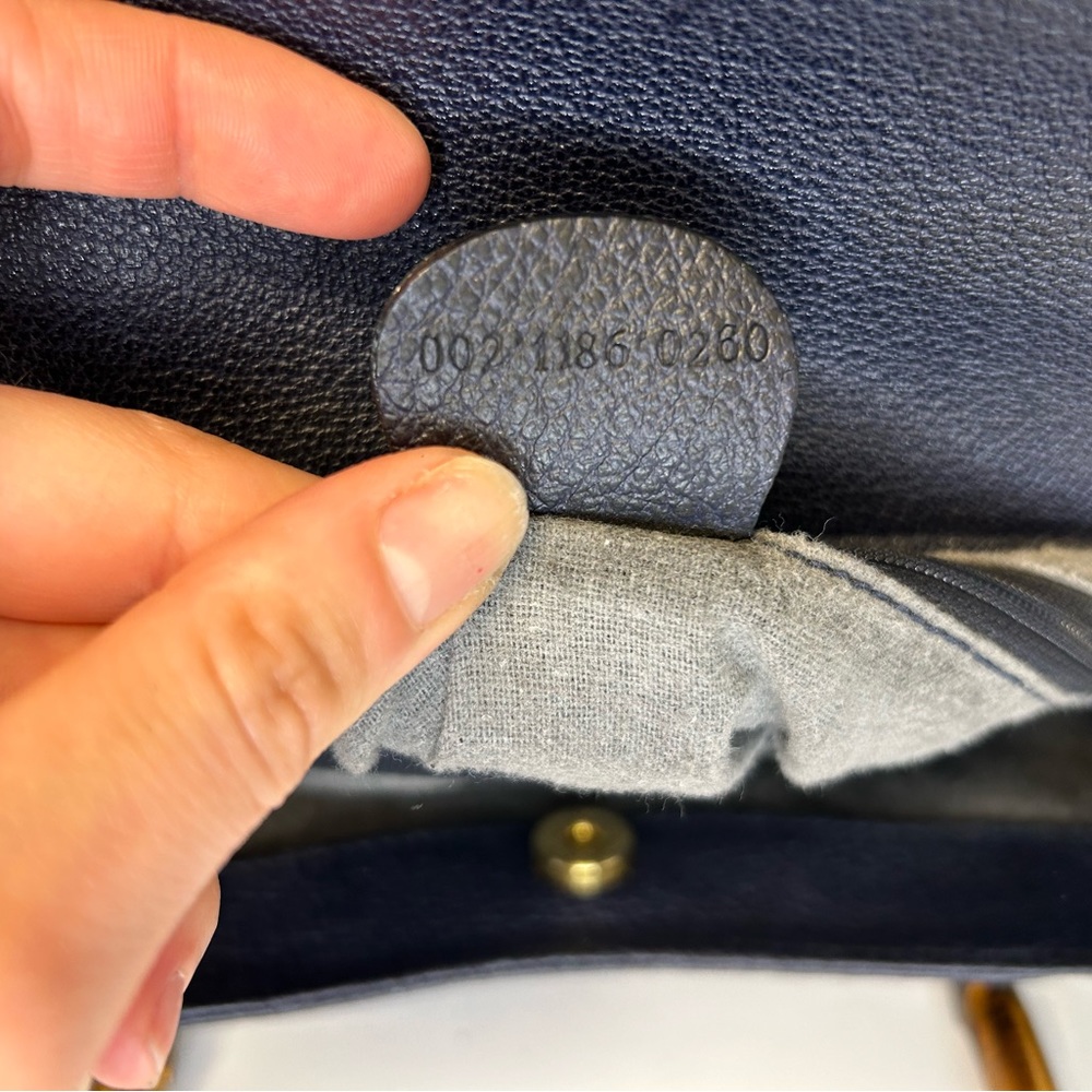 Vintage Gucci Diana bag bamboo handle navy blue leather and suede - Picture 13 of 15